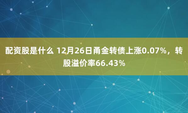 配资股是什么 12月26日甬金转债上涨0.07%，转股溢价率66.43%