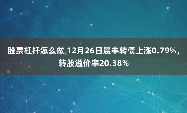 股票杠杆怎么做 12月26日晨丰转债上涨0.79%，转股溢价率20.38%