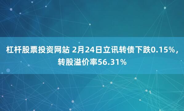 杠杆股票投资网站 2月24日立讯转债下跌0.15%，转股溢价率56.31%