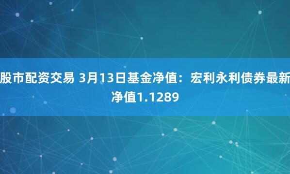 股市配资交易 3月13日基金净值：宏利永利债券最新净值1.1289